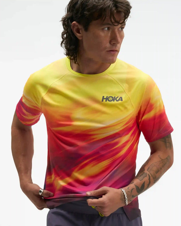 Race Day Short Sleeve:Hoka Citrus Prt:XS
