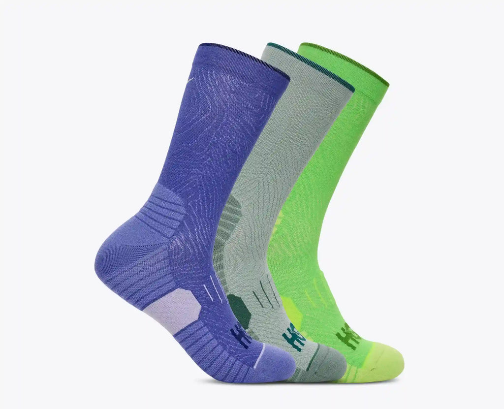 Crew Run Sock 3-Pack:Celestial Blue / Sage / Neon Green:S
