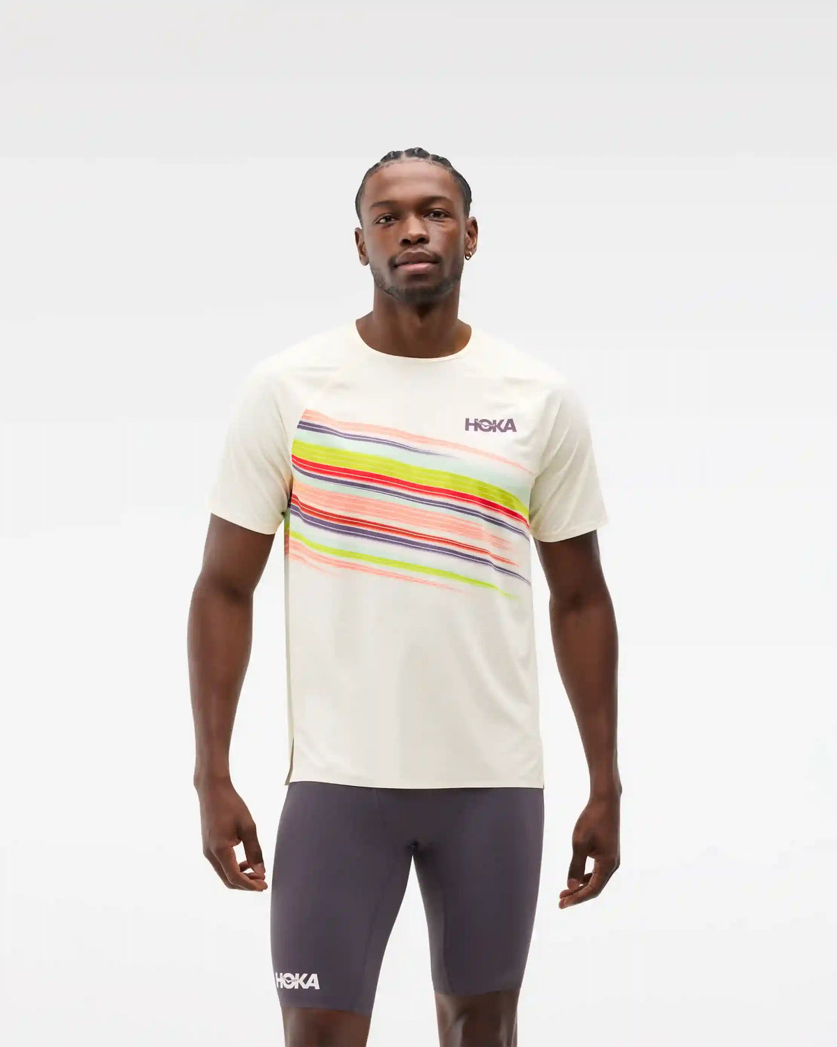 Race Day Short Sleeve:Hoka Citrus Prt:XS