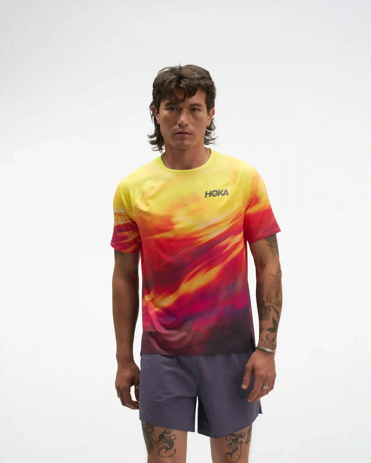 Race Day Short Sleeve:Hoka Citrus Prt:XS Main image