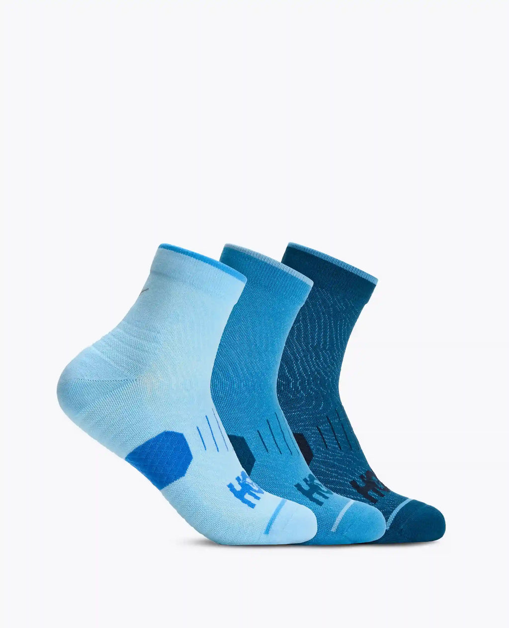 Quarter Run Sock 3-Pack:Hazy Blue / Soft Cobalt / Night Glw Blue:S