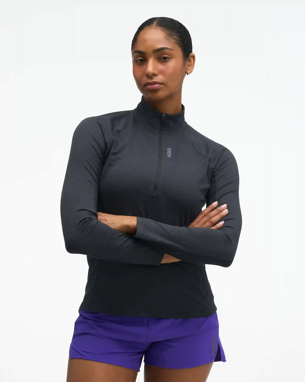 SkyForm Half Zip:Black Htr:XS