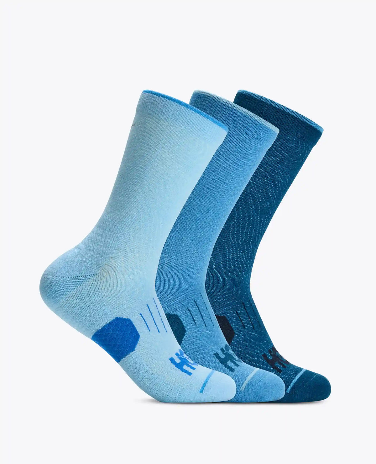 Crew Run Sock 3-Pack:Hazy Blue / Soft Cobalt / Night Glw Blue:S