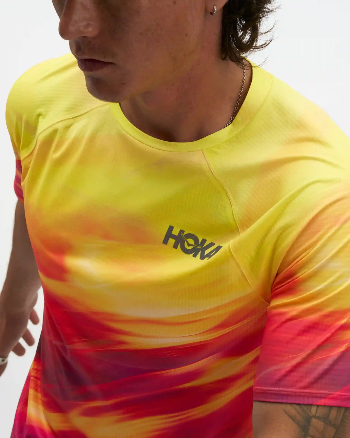 Race Day Short Sleeve:Hoka Citrus Prt:XS